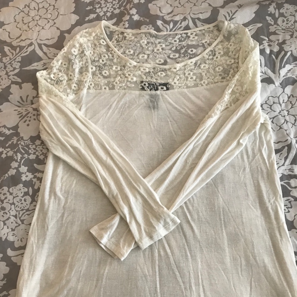 Cream lace long sleeve maternity shirt